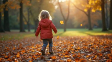 Kind mit Wind- und Wettercreme geschützt im Herbst