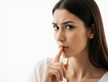 Mutter betrachtet schuppige Kopfhaut ihres Babys